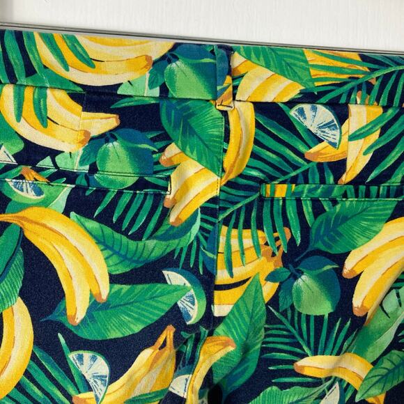 NWOT OLD NAVY Pants Women 4 Green-Yellow Lime Banana Leaf Print “Pixie Ankle” - Picture 7 of 13
